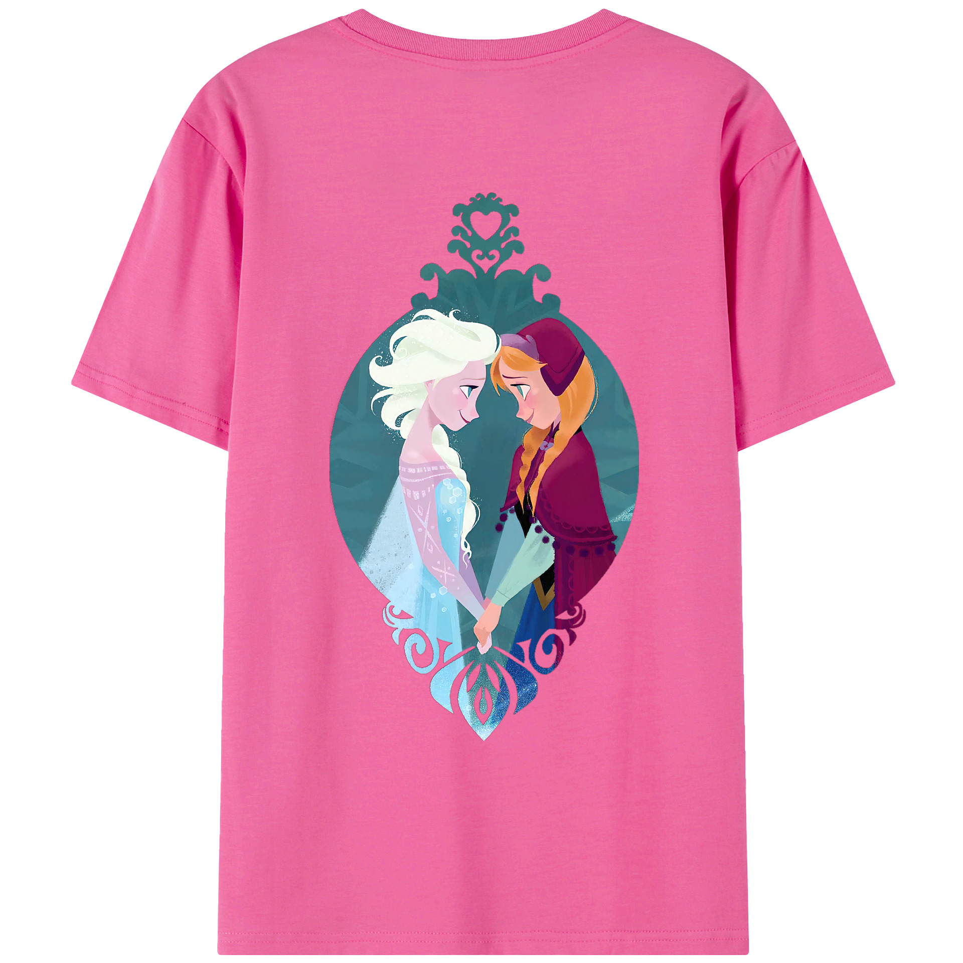 （画像用） アナと雪の女王 アンナ エルサ Frozen Anna Elsa レディース半袖Tシャツ(バックプリント)